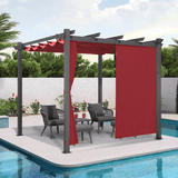 PURPLE LEAF Outdoor Pergola with Retractable Canopy Aluminum Shelter for Beach Porch Garden Shade Pavilion Pergola with Curtains