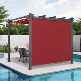 PURPLE LEAF Outdoor Pergola with Retractable Canopy Aluminum Shelter for Beach Porch Garden Shade Pavilion Pergola with Curtains