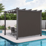 PURPLE LEAF Outdoor Pergola with Retractable Canopy Aluminum Shelter for Beach Porch Garden Shade Pavilion Pergola with Curtains
