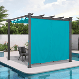 PURPLE LEAF Outdoor Pergola with Retractable Canopy Aluminum Shelter for Beach Porch Garden Shade Pavilion Pergola with Curtains