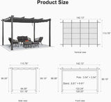 PURPLE LEAF Outdoor Pergola with Retractable Canopy Aluminum Shelter for Porch Garden Beach Shade Pavilion Pergola Modern Backyard Deck