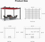 PURPLE LEAF Outdoor Pergola with Retractable Canopy Aluminum Shelter for Porch Garden Beach Shade Pavilion Pergola Modern Backyard Deck