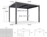 PURPLE LEAF Caesar Outdoor Louvered Pergola Patio Sun Shade Shelter with Adjustable Hardtop Patio Pergola Gray Frame White Roof