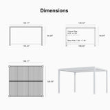 PURPLE LEAF Athena Louvered Pergola White Outdoor Aluminum Pergola with Roller Blind Adjustable Gazebo for Patio Deck Garden
