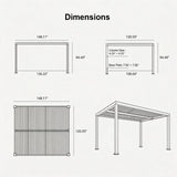 PURPLE LEAF Athena Louvered Pergola Modern Grey Pergola with White Roof for Deck Backyard Garden