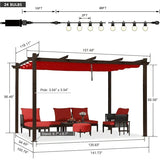 PURPLE LEAF Pergola Outdoor Retractable Metal Pergola with Canopy Patio Pergola with Shade Cover for Garden Pool Yard Beach Deck
