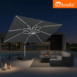 PURPLE LEAF SUNBRELLA Solar Cantilever Umbrella with Lights for Outdoor Patio