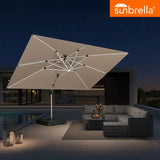 PURPLE LEAF SUNBRELLA Solar Cantilever Umbrella with Lights for Outdoor Patio
