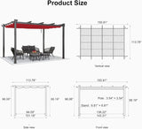 PURPLE LEAF Outdoor Pergola with Retractable Canopy Aluminum Shelter for Porch Garden Beach Shade Pavilion Pergola Modern Backyard Deck