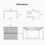 PURPLE LEAF Athena Louvered Pergola white Outdoor Aluminum Pergola with Shutter Wall Adjustable Gazebo Rainproof for Patio Deck Garden