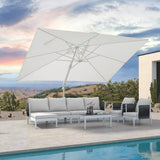 PURPLE LEAF Morden White Outdoor Umbrella Premium Aluminum Patio Cantilever Pool Sun Umbrellas