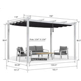 PURPLE LEAF Outdoor Retractable Pergola with Sun Shade Canopy Cover White Patio Metal Shelter for Garden Pavilion Grill Gazebo Grape Trellis Pergola
