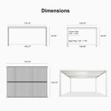 PURPLE LEAF Athena Louvered Pergola white Outdoor Aluminum Pergola with Shutter Wall Adjustable Gazebo Rainproof for Patio Deck Garden