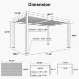 PURPLE LEAF Caesar LED Louvered Pergola with Integrated Solar Strip Lights Adjustable Aluminum Louvers Wind Resistant Pergolas for Patio Dining Deck Garden Yard White