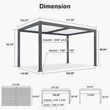 PURPLE LEAF Caesar Outdoor Louvered Pergola Patio Sun Shade Shelter with Adjustable Hardtop Patio Pergola Gray Frame White Roof