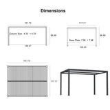 PURPLE LEAF Athena Louvered Pergola Modern Grey Pergola White Roof with Sanori Patio Couch Set Modular Sofas for Deck Backyard Garden