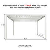 PURPLE LEAF Athena Louvered Pergola White Outdoor Aluminum Pergola with Roller Blind Adjustable Gazebo for Patio Deck Garden
