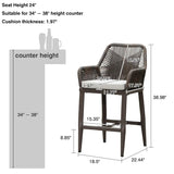 PURPLE LEAF Modern Bar Stools Aluminum Bar Stool with Cushion for Indoor and Outdoor, Kitchen Island