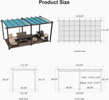 PURPLE LEAF Outdoor Pergola with Retractable Canopy Aluminum Shelter for Beach Porch Garden Shade Pavilion Pergola with Curtains