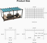 PURPLE LEAF Outdoor Pergola with Retractable Canopy Aluminum Shelter for Porch Garden Beach Shade Pavilion Pergola Modern Backyard Deck