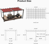 PURPLE LEAF Outdoor Pergola with Retractable Canopy Aluminum Shelter for Porch Garden Beach Shade Pavilion Pergola Modern Backyard Deck