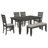 Dalila 6-Piece Rectangular Dining Table Set – Dark Grey