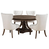 Ridgewell 5-Piece Round Pedestal Dining Set Dark Oak