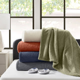 Buttery Soft Feel Faux Feathersoft Heated Blanket, Rust