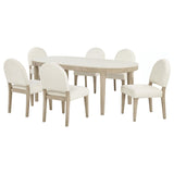 Lucaire 7-Piece 84-Inch Dining Set with Curved Chairs Honed Cream