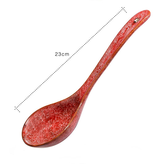 Glazed Ceramic Soup Spoon with Long Handle