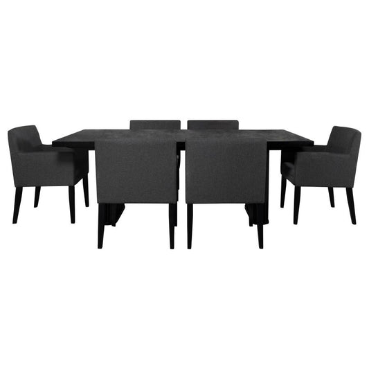 Catherine 7-Piece Rectangular Dining Table Set Black
