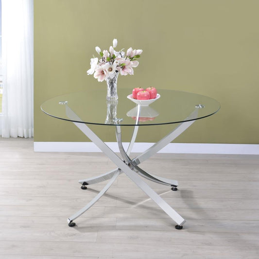 Beckham Round 46-Inch Glass Top Dining Table Chrome