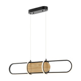 Chandelier Rounded Rectangle Satin Black & Wood