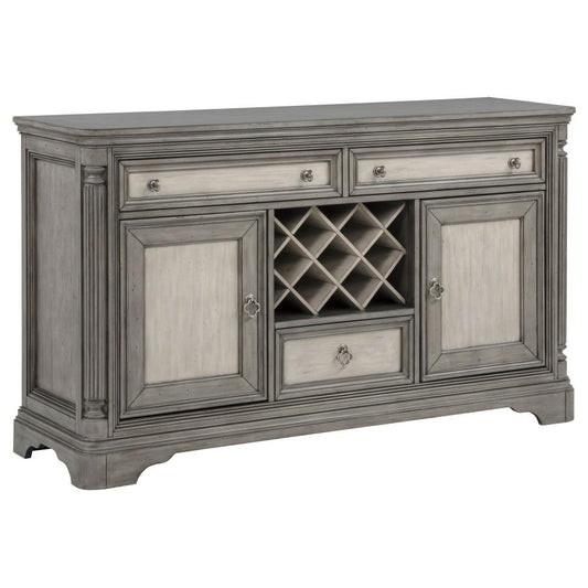 Cresswell 2-Door 3-Drawer Wine Storage Buffet – Weathered Taupe