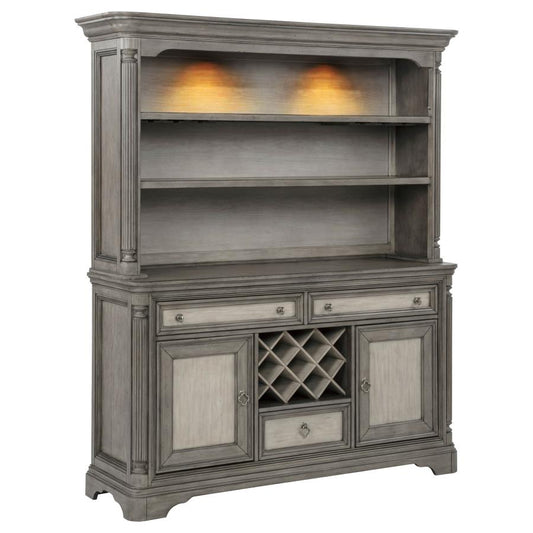 Cresswell 2-Door 3-Drawer Buffet and Hutch – Weathered Taupe