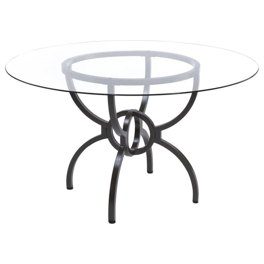 Aviano Round 48-Inch Glass Top Metal Dining Table Gunmetal