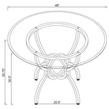 Aviano Round 48-Inch Glass Top Metal Dining Table Gunmetal