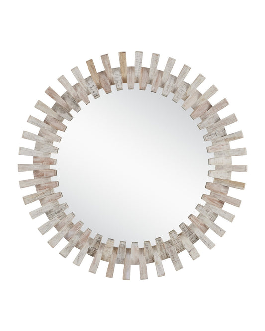 Diza Round Whitewash Mirror