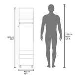 TUHOME Cluster 63-Inch Tall Open-Concept Wardrobe with Mirror, Three Storage Shelves, Hanging Rod, Casters and Side Hooks, Freestanding Clothes Organizer for Bedroom, Closet, Laundry Room or Multiroom Home Storage