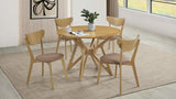 Elowen 5-Piece Round Solid Wood Dining Set Light Walnut
