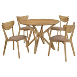 Elowen 5-Piece Round Solid Wood Dining Set Light Walnut