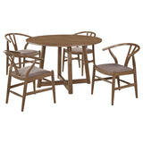 Dinah 5-Piece Round Solid Wood Dining Set Walnut