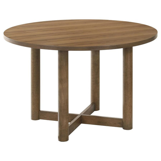 Crestmore 5-Piece 46-Inch Round Wood Dining Table Set – Walnut