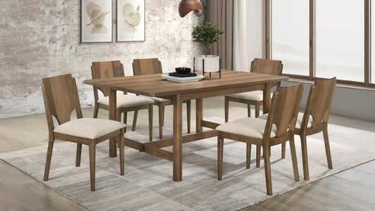 Crestmore 7-Piece Rectangular Dining Table Set – Walnut