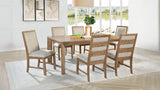 Bruner 7-Piece 72-Inch Rectangular Dining Set Natural Brown