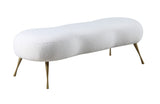 Nube Faux Sheepskin Fur Glam Bench with Gold Legs - Luxurious Contemporary Seating for Any Room