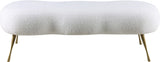 Nube Faux Sheepskin Fur Glam Bench with Gold Legs - Luxurious Contemporary Seating for Any Room