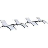 PURPLE LEAF Patio Chaise Lounge Set Outdoor Beach Pool Sunbathing Lawn Lounger Recliner Chair Outside Chairs with Side Table Included