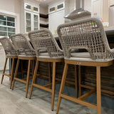 PURPLE LEAF Outdoor Bar Stools Wicker Rattan Bar Stools with Back Aluminum Outside Garden Patio Bar Chairs
