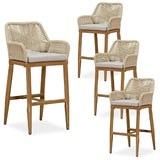 PURPLE LEAF Modern Bar Stools Aluminum Bar Stool with Cushion for Indoor and Outdoor, Kitchen Island